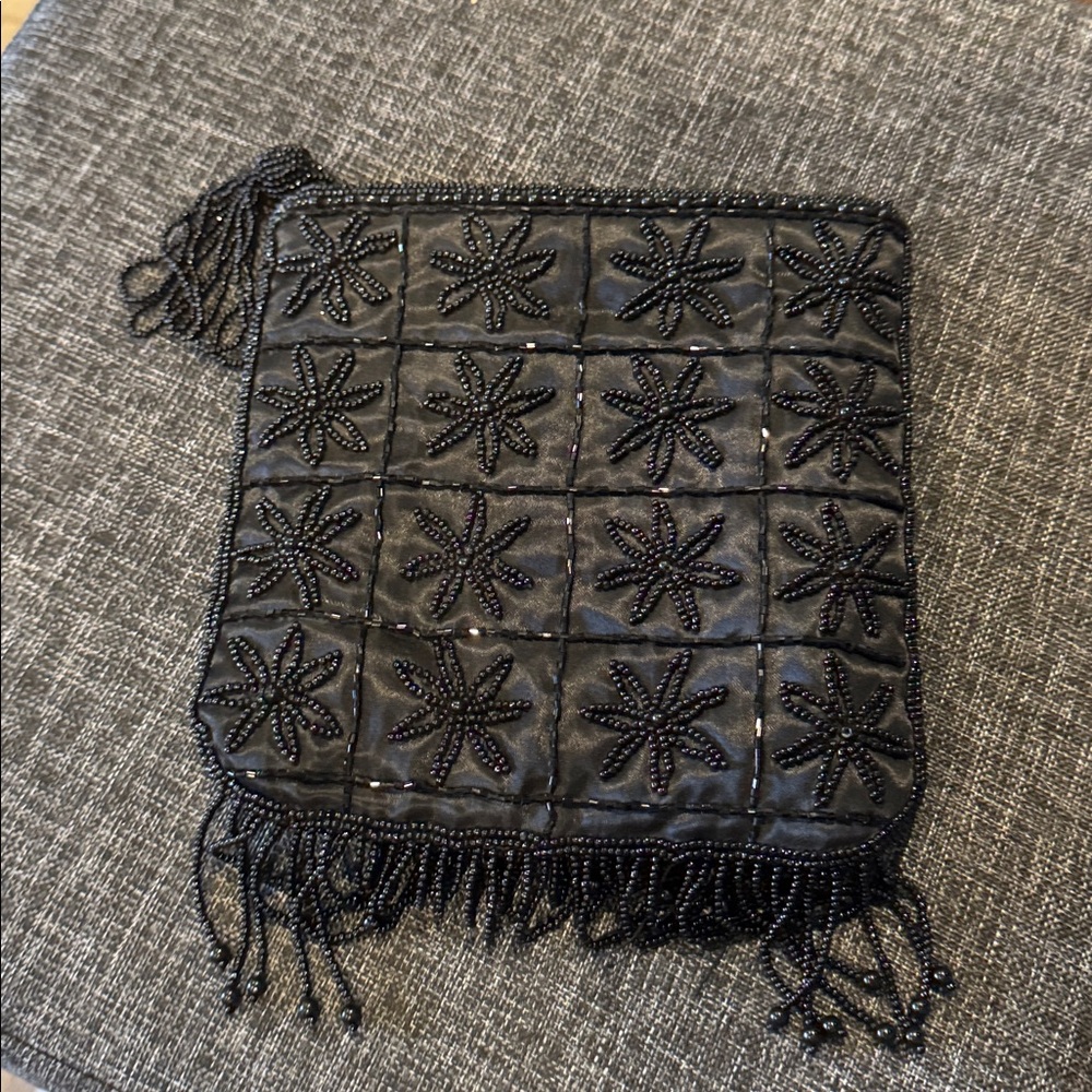 Vintage Black Beaded Cocktail wristlet/hand bag